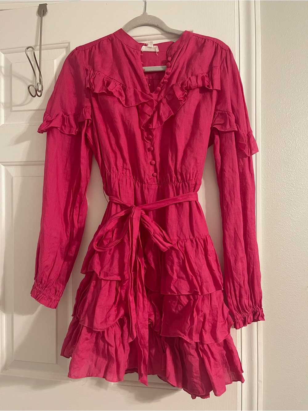 A loves A Hot Pink Tiered Ruffle Mini Dress
